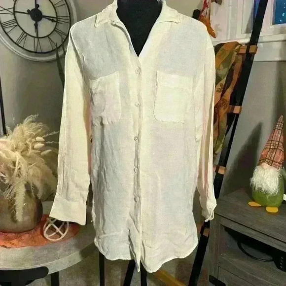 Banana Republic Linen Blend Button Down Tops Small G03 - Picture 1 of 7